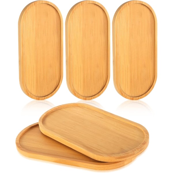 Bamboo Tray,5 Pieces Oval Bamboo Trays,Oval Tea Tray Rectangular Bamboo Trays Bamboo Serving Tray for Cups Jewelry Flower Pots Coffee