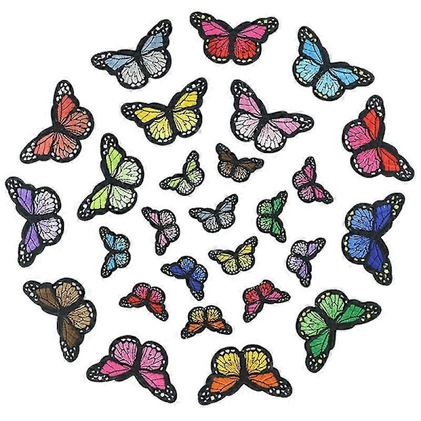 24 st Butterfly Stryk på Patch Fjäril Stryk Patch Sy men
