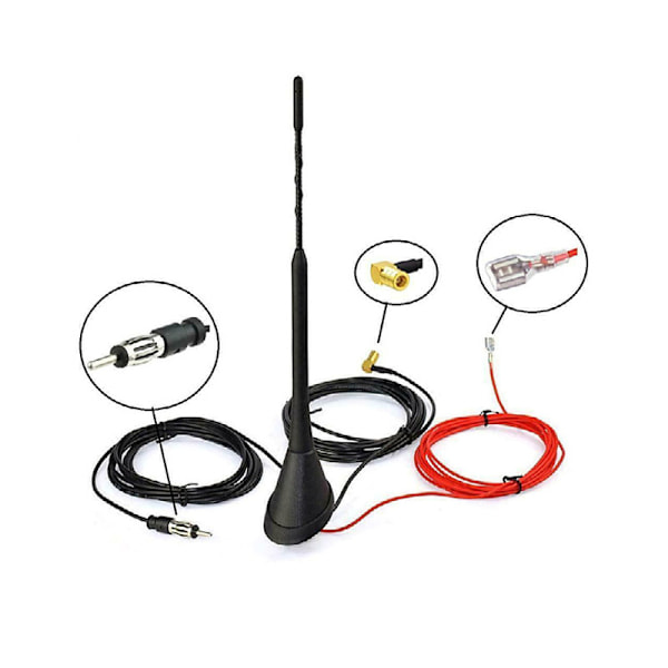 Bil DAB Antenne FM Antenne Digital Radio FM/AM Combo SMB/SMA Hane til DIN Hane Bilradio Adapter Antenne Splitter Takmontering Signalforsterker