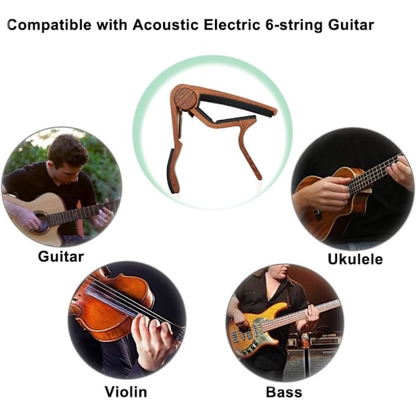 (85*78*12mm) Capo 2-pack Snabbväxlande Aluminiumlegering Capo för Ukulele Akustisk Elgitarr Bas och Mer