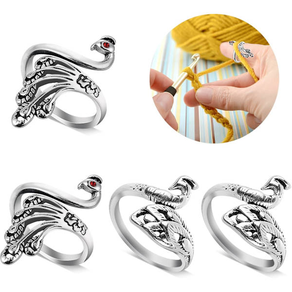 Set med 4 justerbara virknålstillbehör för fingeröppning för handvävning