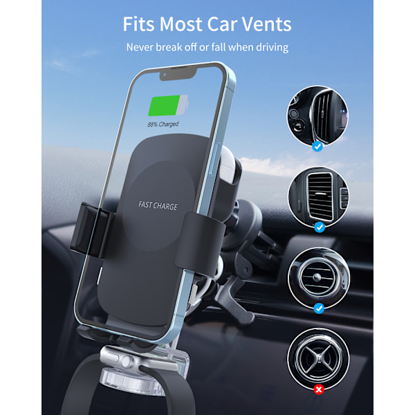 S13kc 3-i-1 trådlös billaddare mobiltelefonhållare för iphone14/airpods/Samsung S23