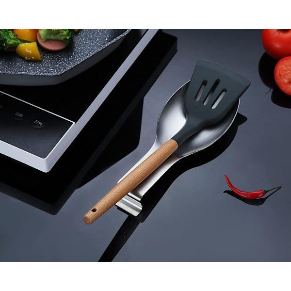 Matt Silver Skedslev, Rostfritt Stål Skedslevhållare för Spis, Kök Redskapshållare för Slev, Tång, Spatel, Skedslevhållare för Spishäll (1PC-9.