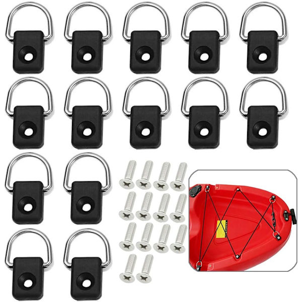 (14 Styk) Kajak Sikkerhed D-Ringe D-Ringe med M6 Skruer Kajak Rigging D-Ringe Båd D-Ring Dæk Båd Tilbehør Kano Kajak Tilbehør Ringe Bind Ned
