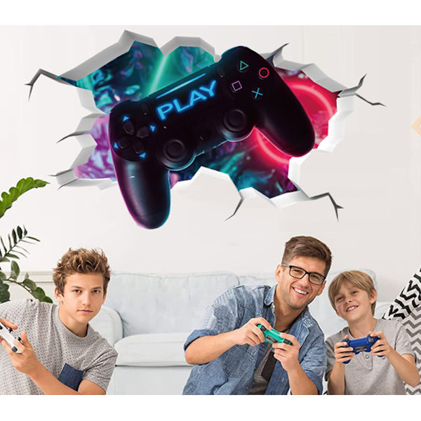 3D Gamer Väggdekaler（32*50cm）, Gamer Väggposter Dekoration, Pojkrum Väggdekal, Modern Vardagsrum Dekoration Väggdekaler, Pojke Sovsal Väggdekal