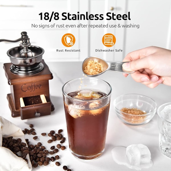 15 ml & 30 ml Kaffeemåleske i Holdbart 18/8 Rustfrit Stål