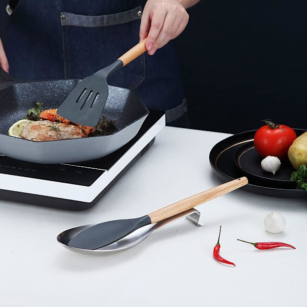 Matt Silver Skedslev, Rostfritt Stål Skedslevhållare för Spis, Kök Redskapshållare för Slev, Tång, Spatel, Skedslevhållare för Spishäll (1PC-9.