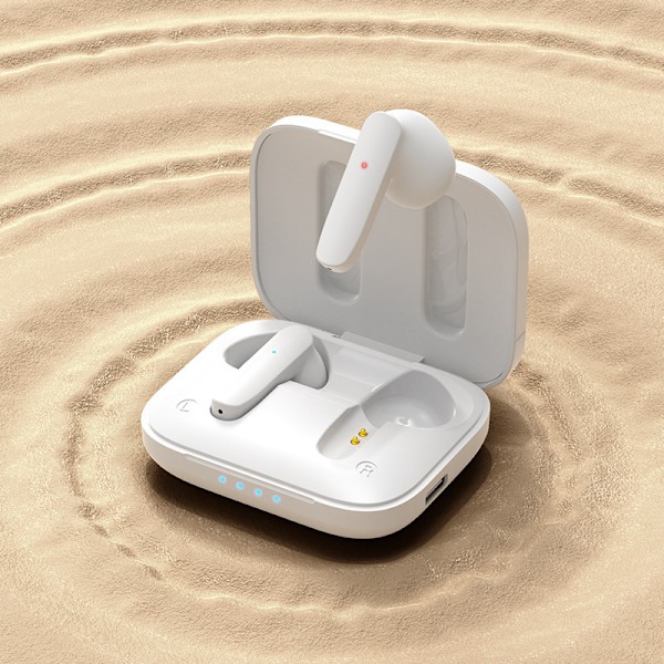 Vita Bluetooth-hörlurar 5.3 Hörlurar Vattentäta Smart Control Bluetooth-hörlurar 42H Varaktighet Automatisk ihopparning Hörlurar för iPhone Android Samsung