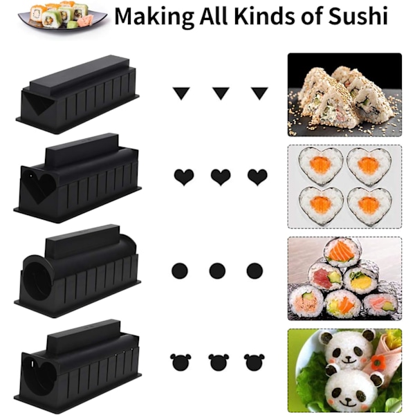 Sushi Maker Kit 10 stk. Sushiforme Sushi Forberedelseskit Sæt Risrulle Sushi Kit Sushi Maker DIY Køkken Kompletsæt Velegnet til Begyndere