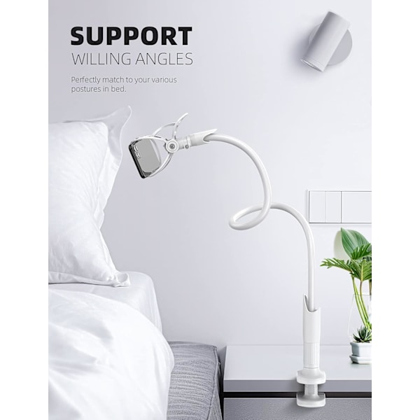 Telefonholder, justerbar svanehals holder - Universal 360° rotationsstøtte til iPhone 14 Pro Max Plus, 13/12/11 Pro Max, Mini, XS Max XR X 8 7 6, Sw