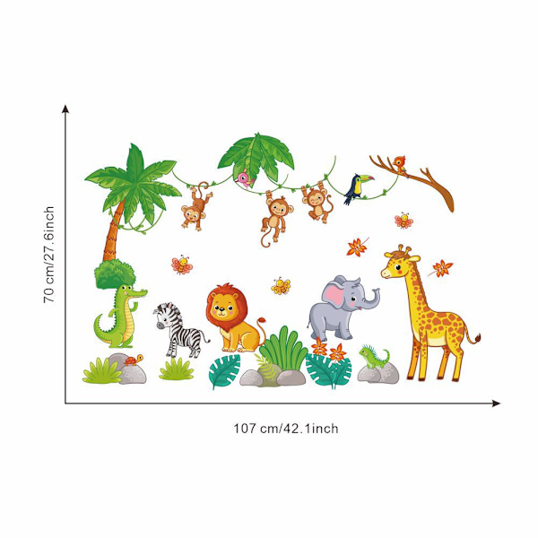 Jungle Dyr Vægmærker Giraf Elefant Abe Vægdækning Børneværelse Baby Børneværelse Stue