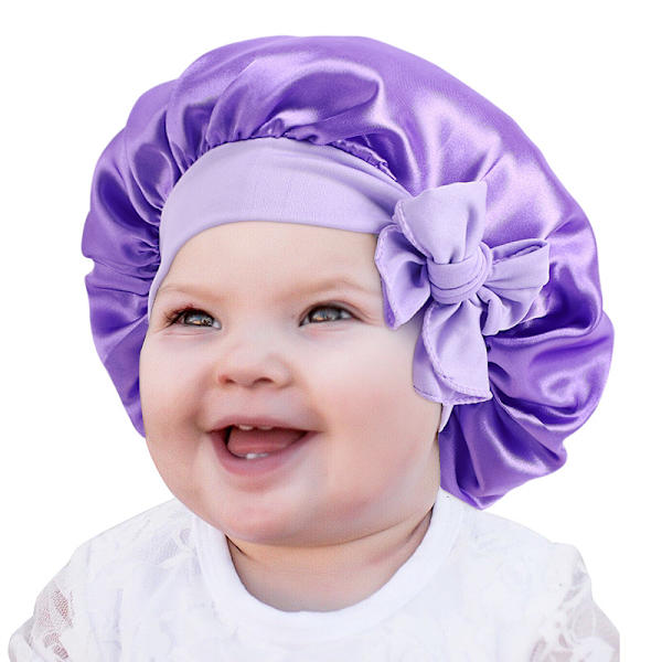 Lys lilla dusjhette for kvinner og jenter, gjenbrukbar, overdimensjonert, vaskbar, søt og myk, barnas melkesilke pannebånd flytende hette baby knutet pyjamas B