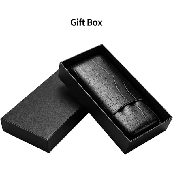 Læder Cigar Etui Rejse Humidor til 3 Cigarer med Cigar Cutter