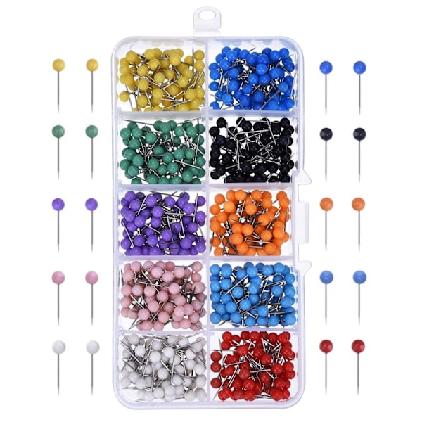 Card Tacks Push Pins Plastic Head With Steel Point,1/8 in,500 Pieces