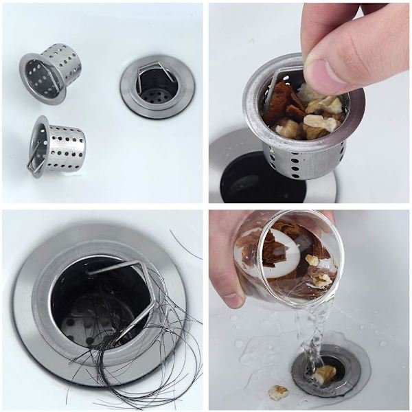 Badekarfilter (4 pakker), Badekarprop fra 3,5 cm til 4,6 cm, Hårfanger Stålfilter Dræn Hårfanger Rustfri til Badekar Vask