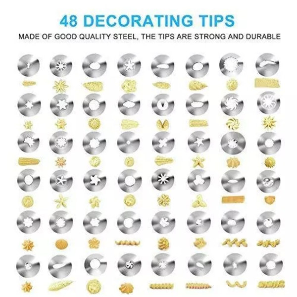 Kakedekorasjonsform, Konditorutstyr, 62 deler Sprøytepose, DIY-sett for kakedekorering (62p)