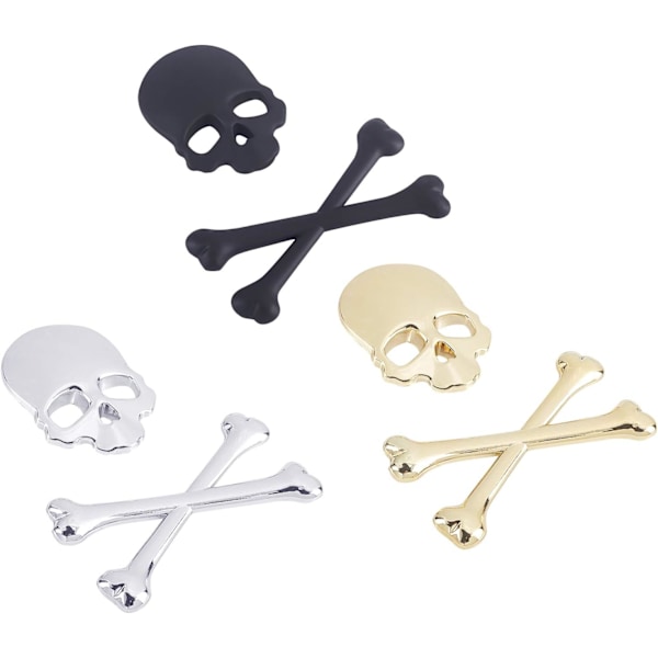 3pcs（9*8.5cm） 3D Personality Metal Skull Skeleton Death Car Motorcycle Emblem Badge Sticker Car Styling Decals Accessories