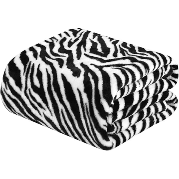 (130 x 160 cm, Zebra) Färgglad överdimensionerad mjuk fleecefilt för soffa, säng, stol, ultra mjuk dekorativ filt