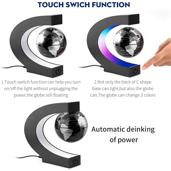 Kreativ Belysningsjordklode Flydende Magnetisk Levitation Globe Lampe med LED-lys og C-formet Base til Undervisning Demonstration Hjem og Kontor