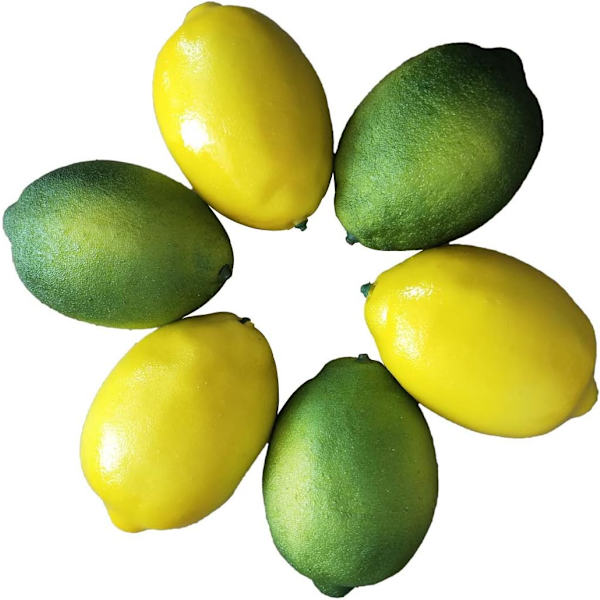 6 st konstgjorda frukter för dekoration, falsk lime, simulerade frukter och grönsaker, hem och kök dekor konstgjord lime