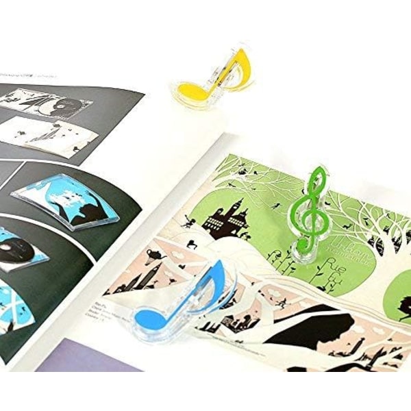 Sæt med 8 Musiknote-Klips, Assorterede Farver