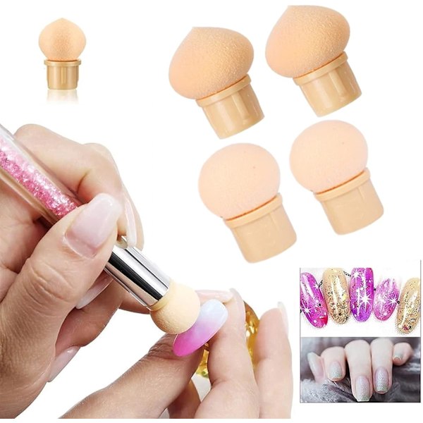 Nagelkonst svampborste dubbelhuvud svampborste nagellack gradient renderingsverktyg Inkluderar 4 utbytbara borsthuvuden Nagelkonstborste Naglar Nageltillbehör