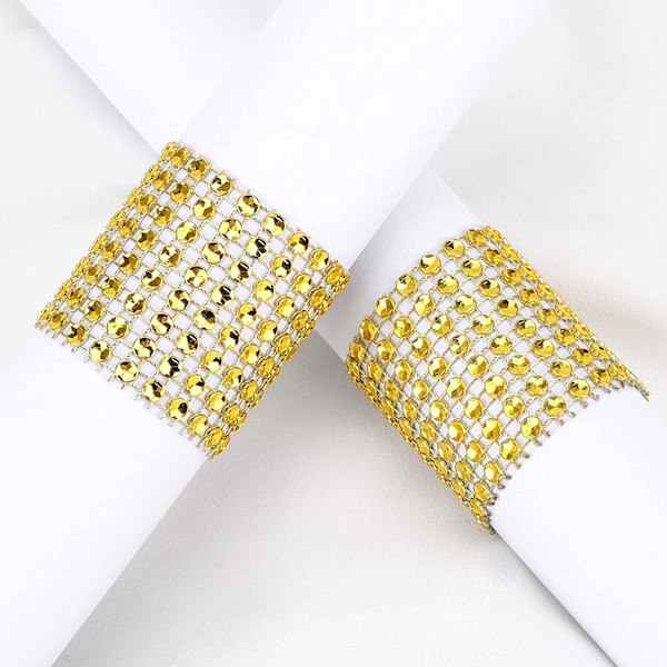 (Gull, 50 stk) Serviettringer Blanke Rhinestone Serviettringer Bryllup Serviettring