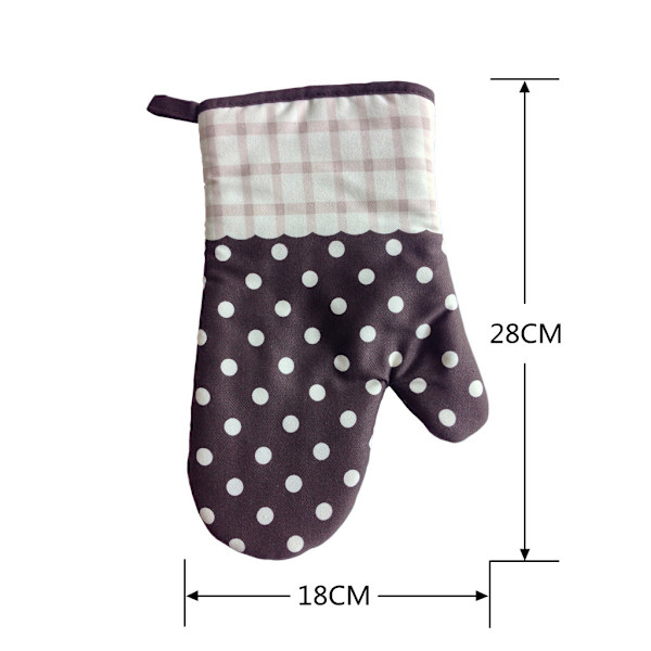 2 stk Polyester-Bomulls Ovn Hansker for Grill Bakst Mikrobølgeovn Anti Varme Kjøkken Hansker - Beige Rutete