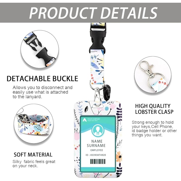 Personligt tryckt lanyardhalsband, ID-korthållare med utdragbar lanyard och ID-korthållare, för kontor, nycklar, mobiltelefon, skydda bankkort,