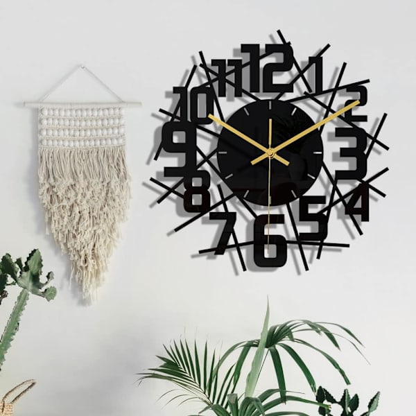 Sort Rund Ramme Vægur DIY Lydløs Moderne Design Vægur Velegnet til Soveværelse Stue Kontor Kunst Dekoration