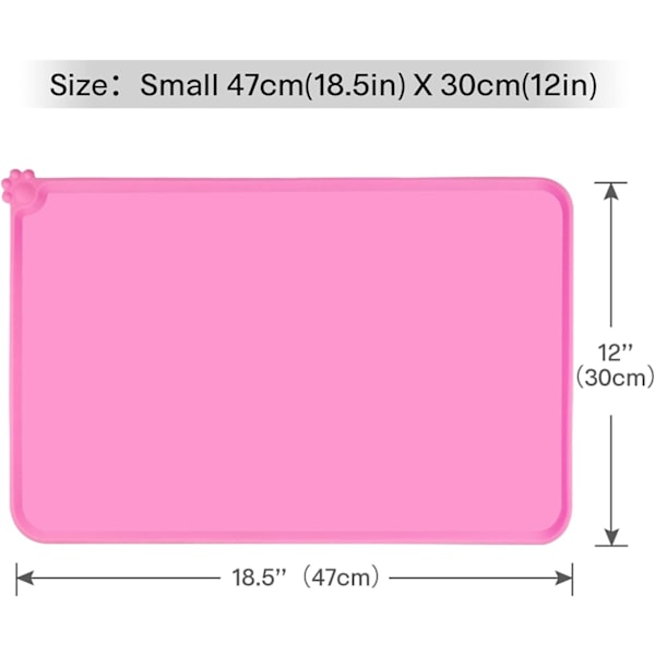 Hunde- og Katteskål Matte, Skridsikker Matte Under Dyreskåle, Vandafvisende Silikon Fodermatte, 47x30cm Pink