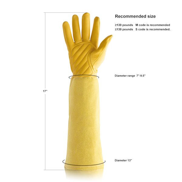 Hvide Fåreskind Størrelse S - Have Rose Læder Handsker Kvinder Udvidet Pro Rose Handsker Beskæring Have til Mor og Bedstemor Havegaver Fåreskind G