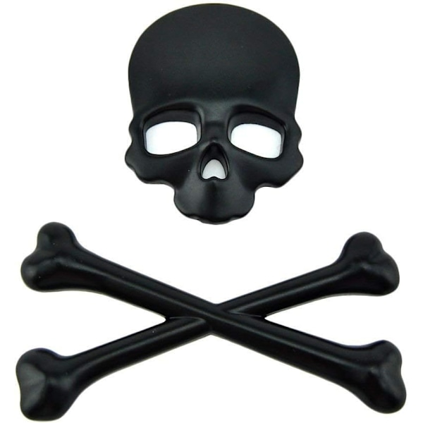 2pcs（9*8.5cm，Black）3D Personality Metal Skull Skeleton Death Car Motorcycle Emblem Badge Sticker Car Styling Decals Accessories