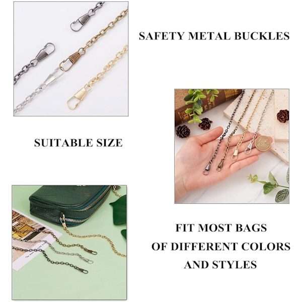 8 Pakk Jern Veske Kjede Stropper 60cm med Metall Spenner for Skulderveske Lommebok Clutch 4 Farger