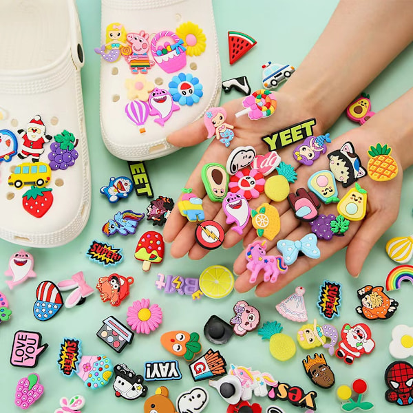 50 st skoprydnader, Crocs-prydnader Crocs-tillbehör för flickor pojkar, skoprydnader tillbehör Crocs-dekoration armband festdekorationer födelsedagspresenter,