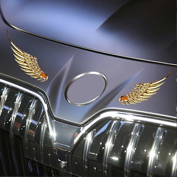 3D Vingar Dekaler 1 Par Guld Metallic Auto Metall Dekal Biltillbehör
