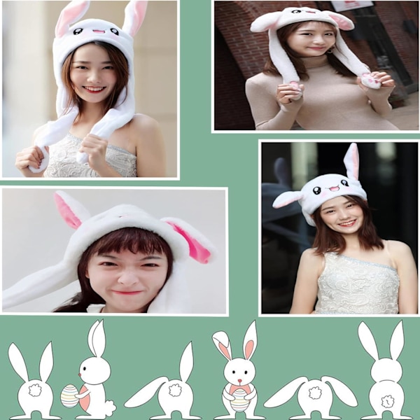 Sjov Hoppedyr-Plush Beanie Hat til Kvinder og Piger, Kan Bruges som Sjov Påske/Halloween/Julehat Gave
