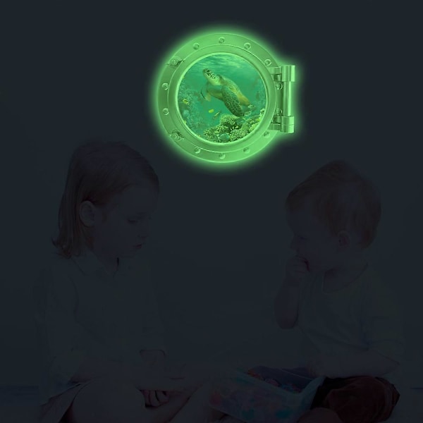 2 stk. YGC005+YGC006, grønt lys falsk selvlysende vinduesmærke tegneserie fluorescerende mærke dekoration, fluorescerende mærke, fluorescerende mærker