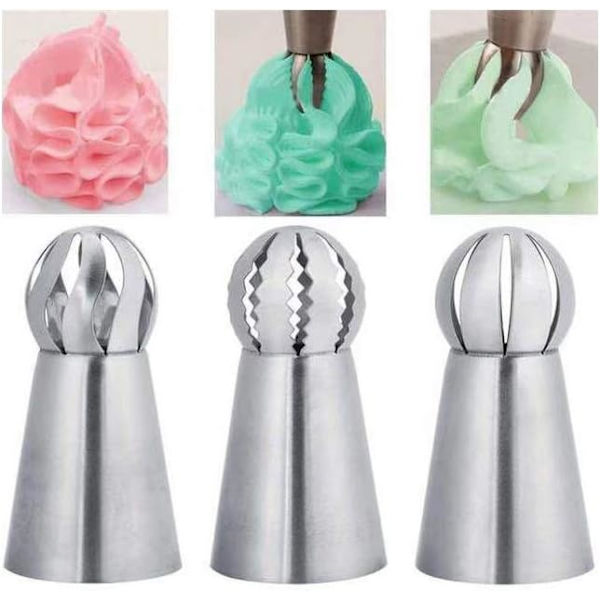3 stk. Sprøytetips, Sprøytepose i Rustfritt Stål Dekorasjonstilbehør - Kakedekorering for Pai, Kjeks, Bakverk, Godteri, Kake, Cupcakes og Cookies