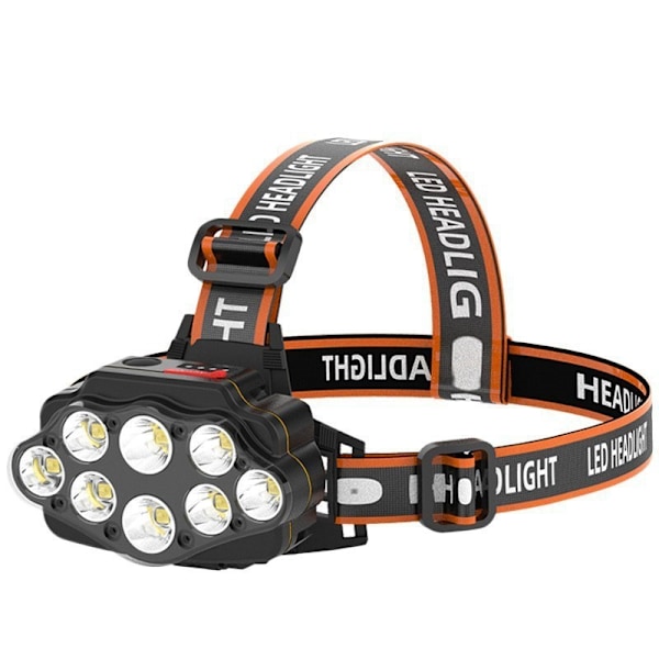 LED-hodelykt, Super Lys 8 LED Hodelykt USB Oppladbar Vanntett Justerbar for Camping, Fiske, Hule, Jogging og Fotturer