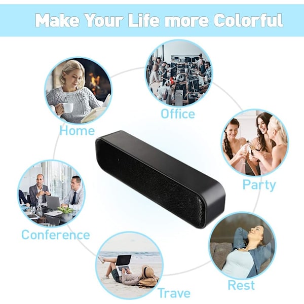 Datamaskinhøyttaler (183*37*47mm), USB-drevet høyttaler for skrivebord, Windows PC, bærbar PC. Mini bærbar lydplanke - Plug and Play