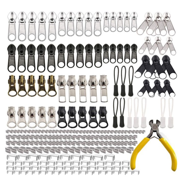 90 st reparationsset för blixtlås, blixtlåsersättning, blixtlåsinstallationsverktyg, väskor, jackor, tält