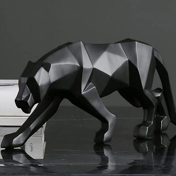 Panter Skulptur Prydnader Geometrisk Skulptur Harts Leopardskulptur Vilda Djur Panterskulptur Staty Geometrisk Modern Harts Dekoration Present Black