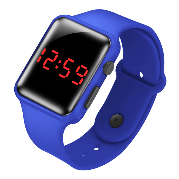 LED Square Electronic Digital Smart Watch Sportarmband blå black