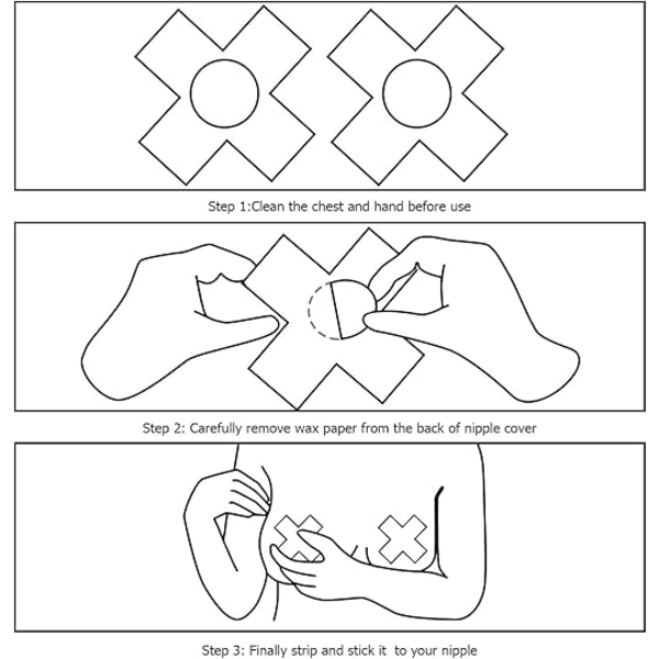 6 par bröstvårtsskydd (svart) 8CM*8CM korsade bröstvårtsskydd engångsbröstvårtsskydd