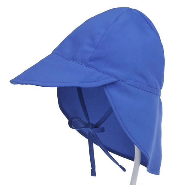 Blå huvudomkrets 48 - 54 cm Baby Toddler Solhatt Flik Halsskydd Justerbar Hakrem UV Solskydd Hattar