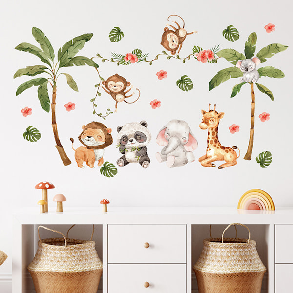 Koala and Tree Wall Sticker Tropical Palm Tree Wall Decor Baby Nursery Kids Room