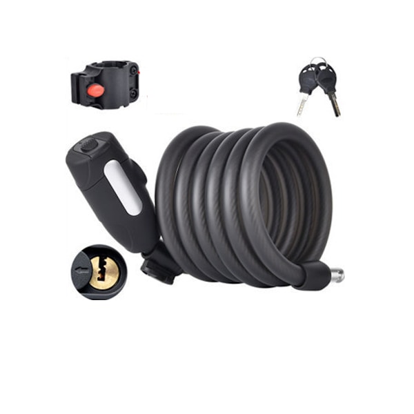 Cykel Lås med 2 Nøgler, Sort 180cm/12mm Spiral Kæde Lås Cykel Kabel Lås, Meget Høj Sikkerhed Cykel Lås til Cykel, Trehjulede Cykler, Scooter, Motorcykel