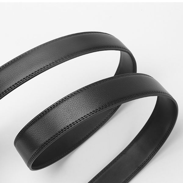 Mænds Bælte, Mænds Læderbælte med Automatisk Klikspænde, 35mm Bredt Bælte, Justerbart og Udskåret Mænds Bælte