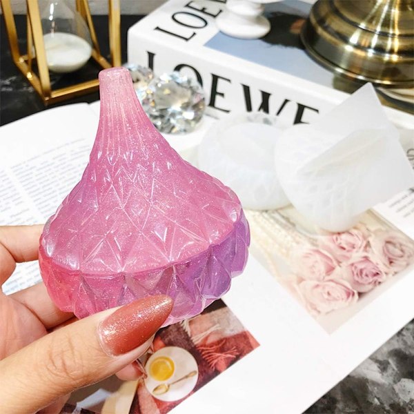 Silikon Oppbevaringsboks, Silikon Smykkeform med Epoksy Resin Lokk, Resin Smykkeskrin Dryppform